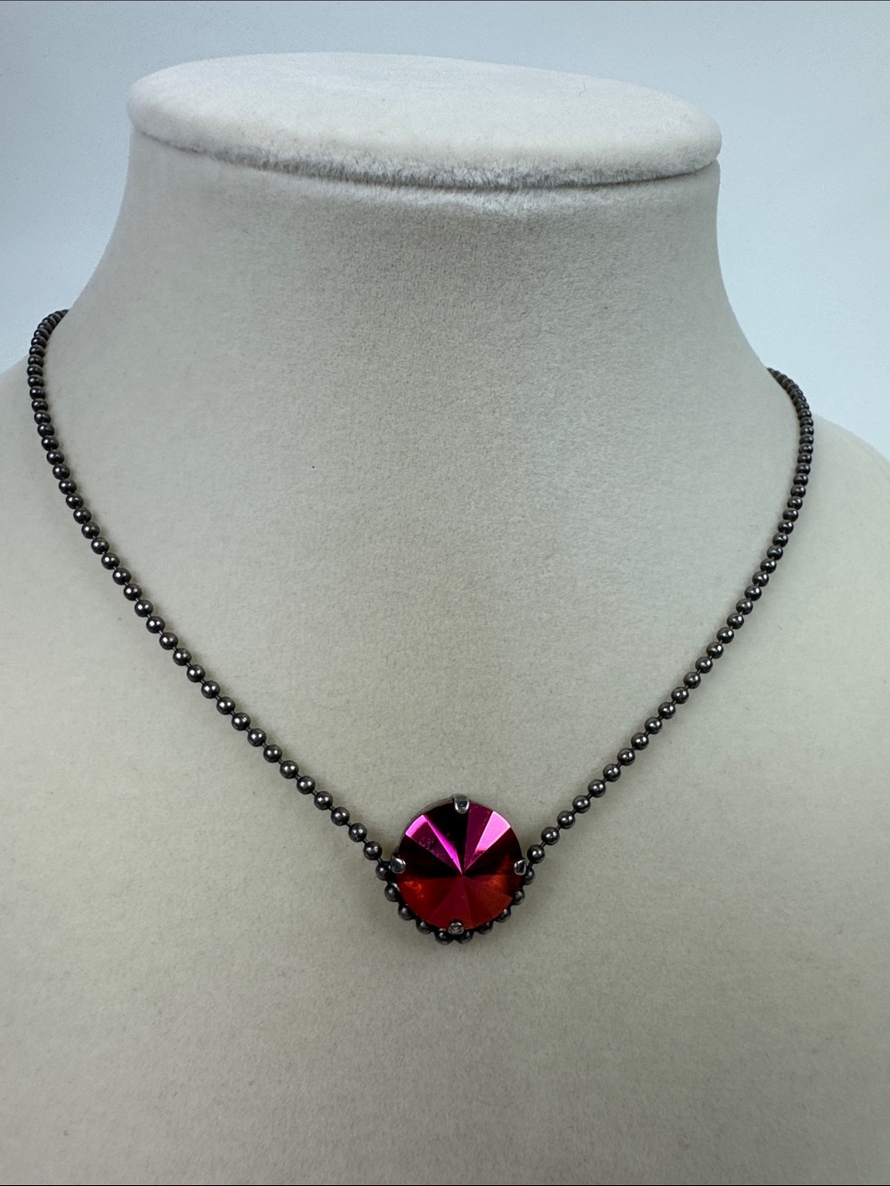 Sabika Edition Pink Faceted Crystal Pendant Necklace Adjustable
